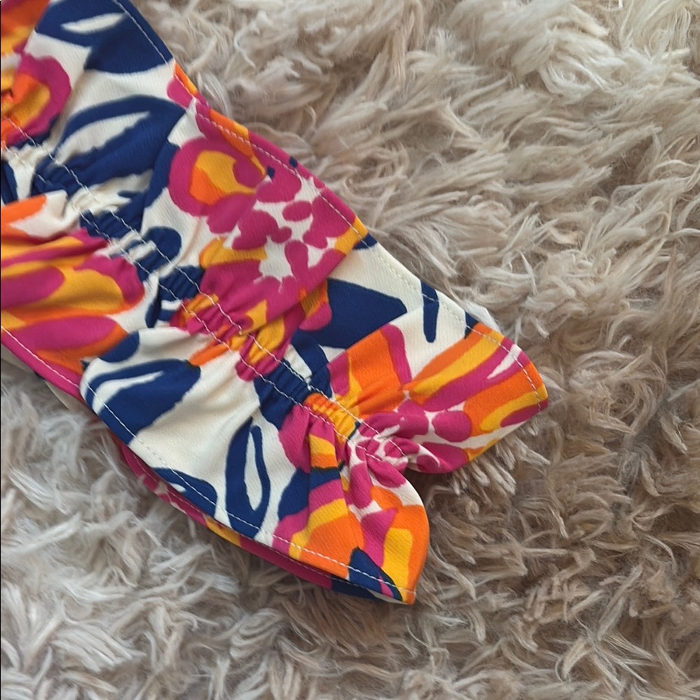 Mud Pie Pink and Orange Floral Babydoll Tank Top NWT - Picture 4 of 5